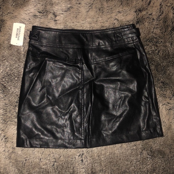 Black Leather Mini Skirt - Picture 3 of 5